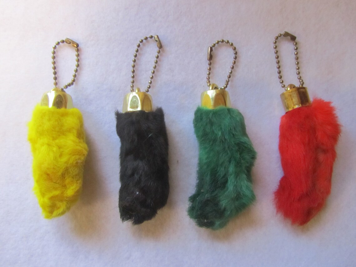 Faux Rabbits Feet Key Chain Good Luck Synthetic Fur Colored Etsy