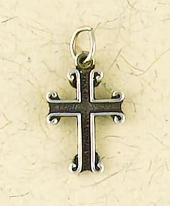 Tiny Gothic Cross 925 Sterling Silver Religion Pendant Charm Earring Jewelry