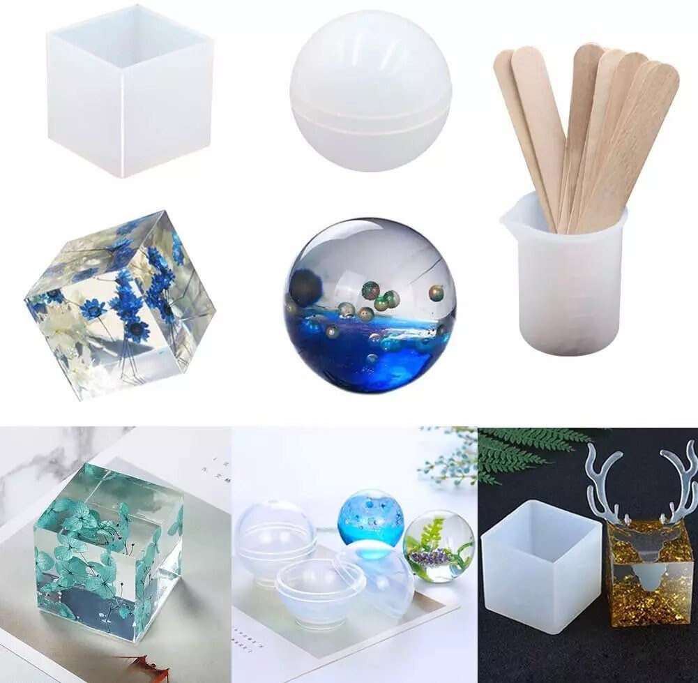18pc Silicone Resin Art Mold and Mixing Kit Etsy