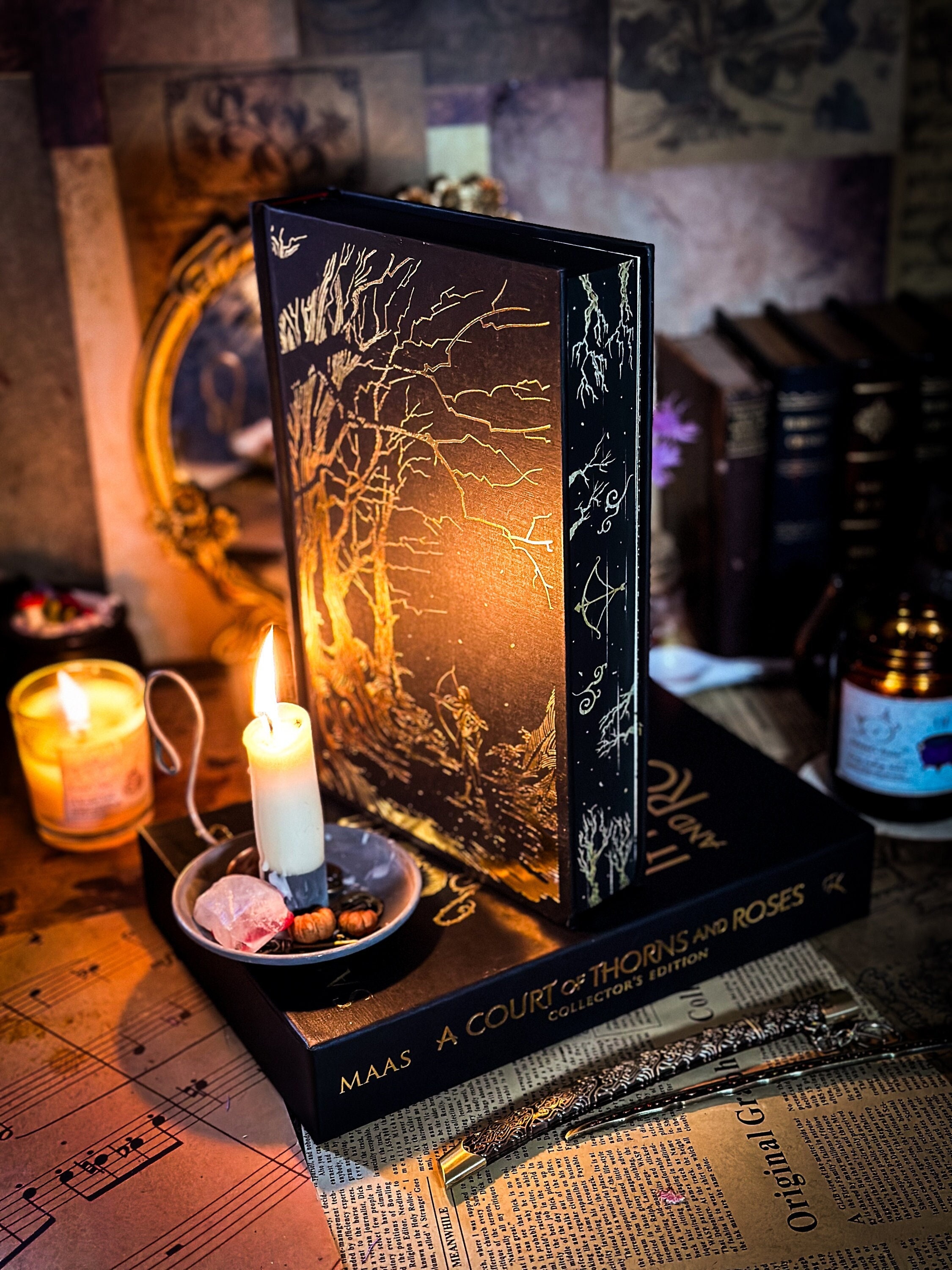A Court of Thorns and Roses HAND PAINTED BOOK Edges - Collector’s Edition Special Edition Books Boxes