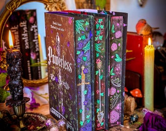 A Trilogia Powerless LIVRO PINTADO À MÃO Edges UK capa dura - por Lauren Roberts - Fearless, Reckless - Foreedge Painting