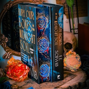 Signed Bury Our Bones Book: HAND PAINTED BOOK Edges, Vinyl Foil Undercover - V.E. Schwab Collector&#39;s Edition