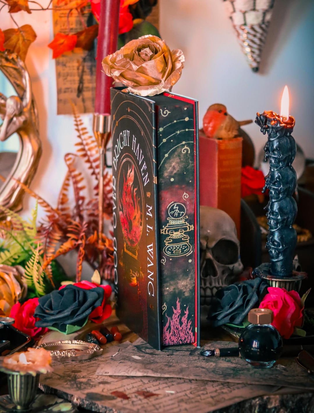 Blood Over Bright Haven HANDPAINTED BOOK EDGES - M. L. Wang