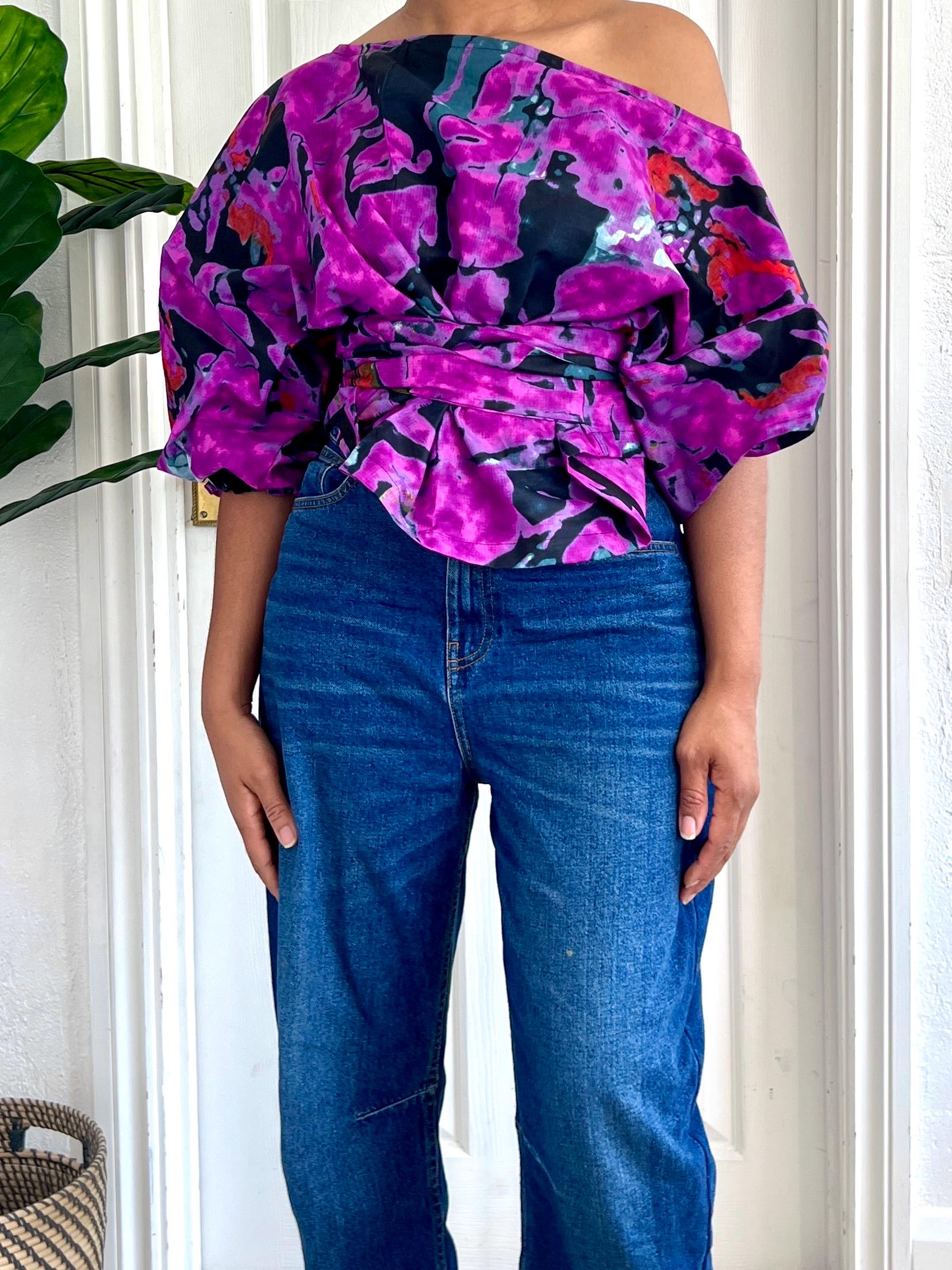 Lantern Sleeve Black Blouse - Etsy