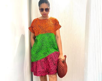 Ankara Shirt Dress, African Print Cotton Duster with Pockets