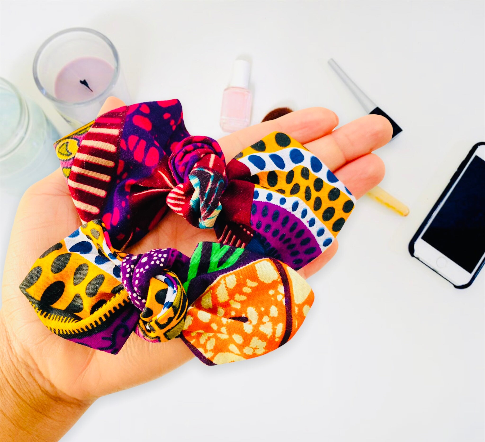 Knotted African Print Hair Clips: Baby Toddler Bows (2/Pack)