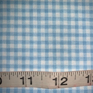 Light Blue Gingham 100% Cotton Fabric Sold By 1/2 Yard More Available