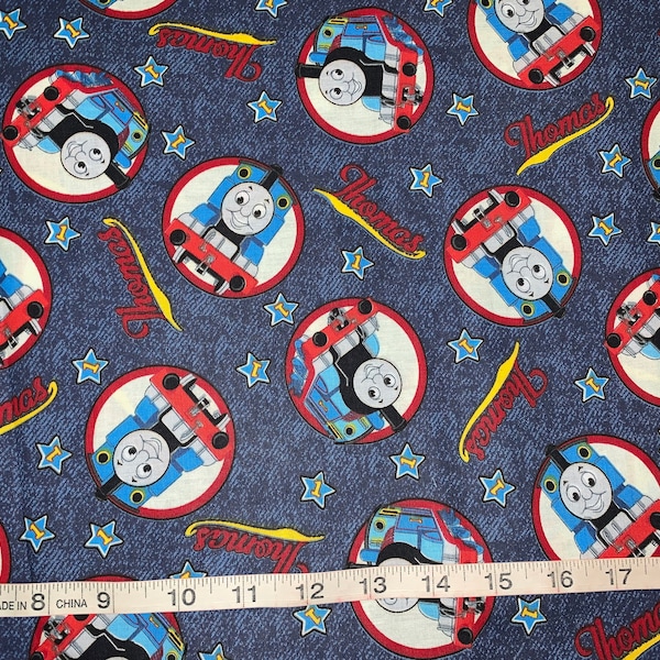 Rare Thomas The Tank Engine Blue Fabric Sold By FQ 18"x21" More Available