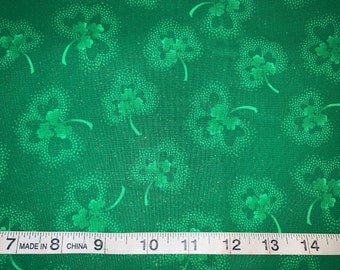 St. Patrick Clover Sparkle 100% Cotton Fabric Sold By 1/2 Yard