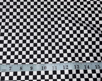 NEW Black White Race Checkered 100% Cotton Fabric Sold by 1/2 Yard More Available