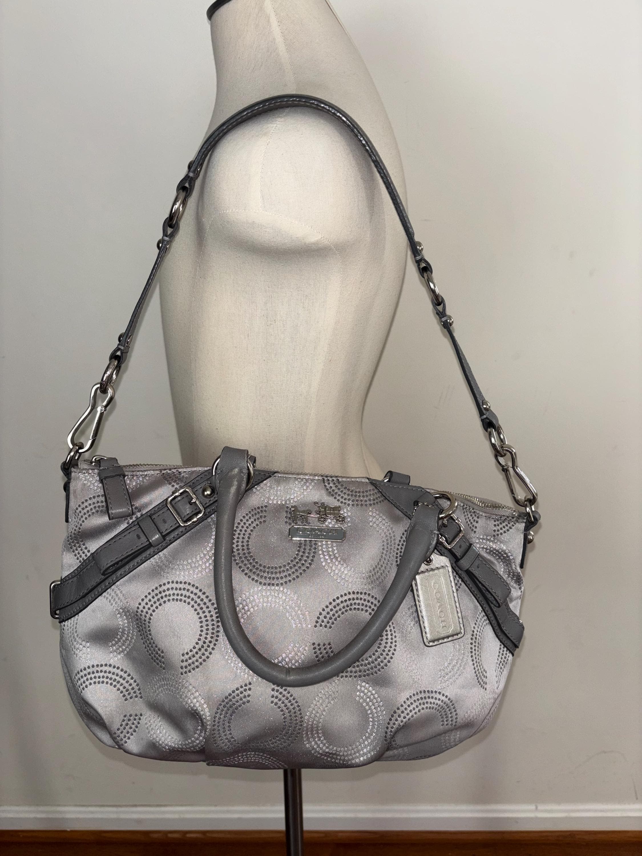 Coach Madison Dotted Satchel Gray Color Shoulder Bag - Etsy
