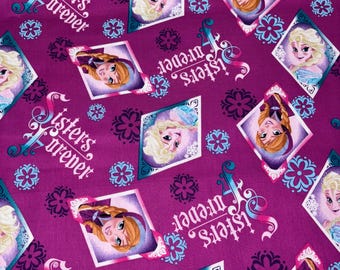 Rare Disney Frozen Elsa Anna Forever Purple Fabric Sold by FQ 18"x21" More Available