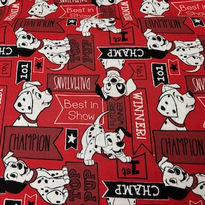 Clearance 101 Dalmatians with Signs Fabric Sold By FQ 18&quot;x21&quot; More Available
