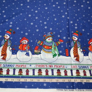 Christmas Snowman(2) Double Border 100% Cotton Fabric Sold By 1/2 Yard 18&quot;L x 44&quot;W More Available