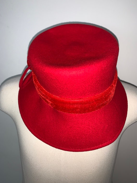 Vintage Red Wool Hat - image 5