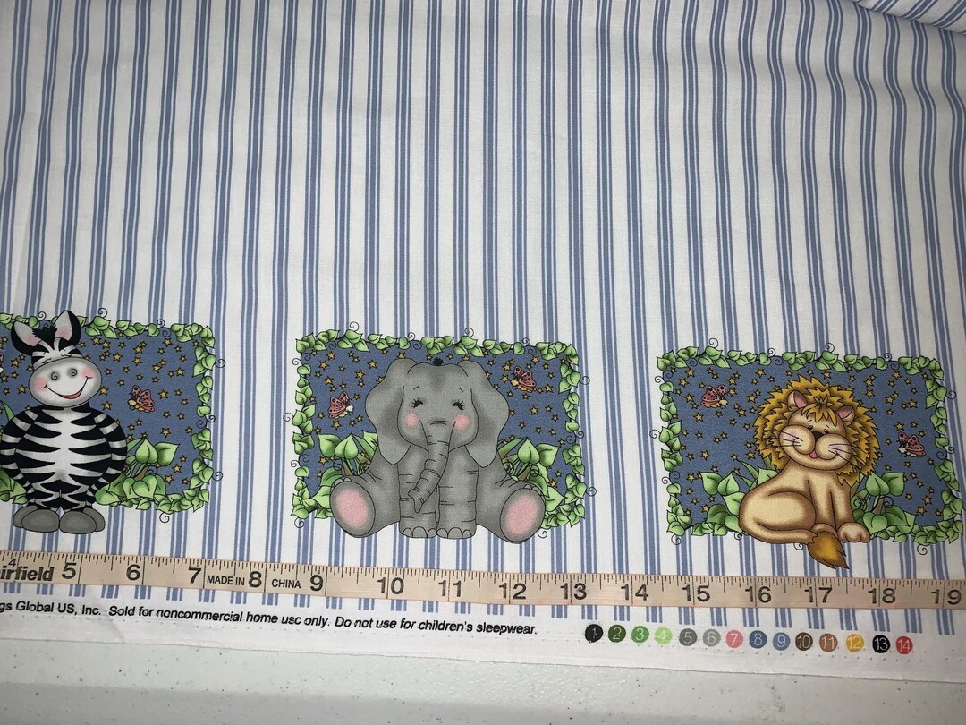 Elegant Bazooples Cute Animal Border 100% Cotton Fabric Sold by 1/2 ...