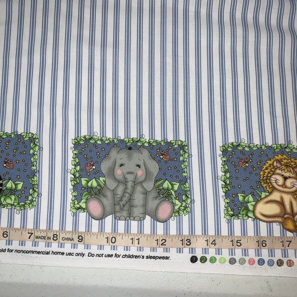 Elegant Bazooples Cute Animal Border 100% Cotton Fabric Sold By 1/2 Yard More Available