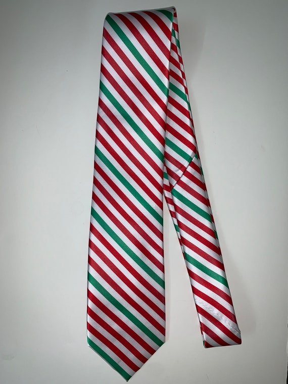 Christmas Holiday Red/Green Strips Necktie Excell… - image 1