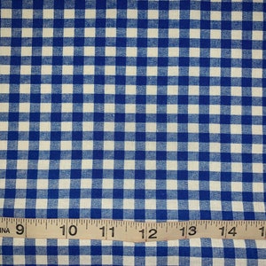 Blue Checkered Gingham 100% Cotton Fabric Sold By 1/2 Yard More Available