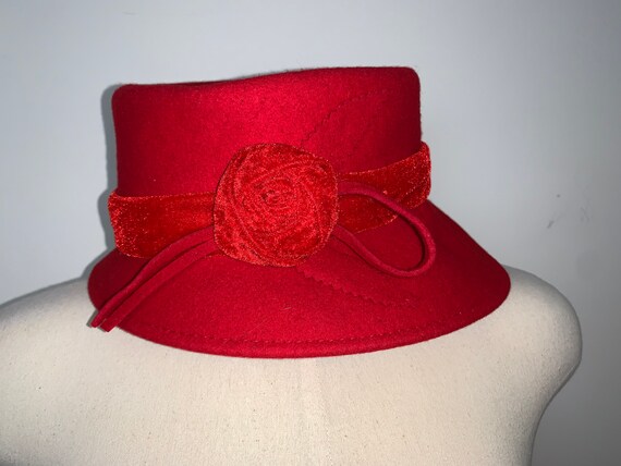 Vintage Red Wool Hat - image 2