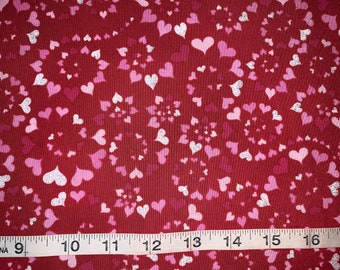 Valentine Red Hearts Floral 100% Cotton Fabric Sold By 1/2 Yard 18"L x 44"W More Available