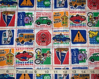 Clifford The Big Red Dog Cleo Emily School Bus Patchworks Fabric Sold By FQ 18"x21" More Available