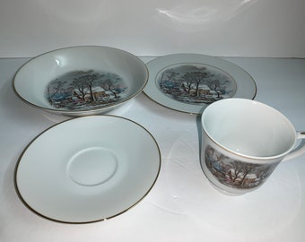 NEW Vintage 1981 Lot of 4 Pieces Avon Plate Bowl Cup Saucer