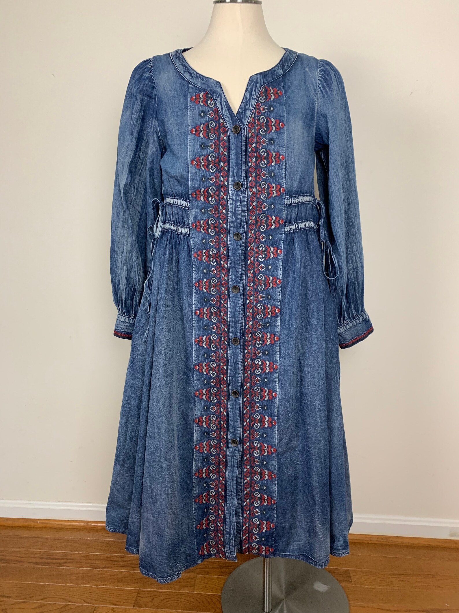 Vintage Keer Qiaowa Cross Stitch Midi Denim Dress Size S | Etsy