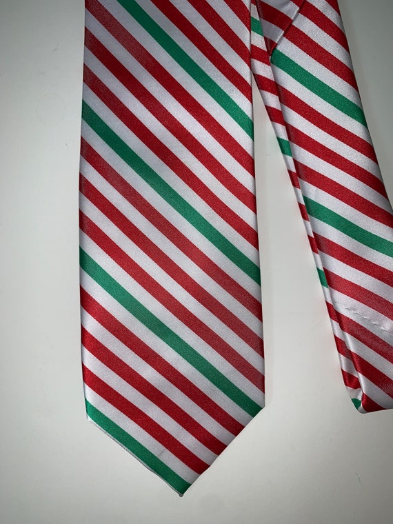 Christmas Holiday Red/Green Strips Necktie Excell… - image 2