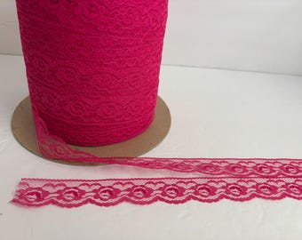 NEW Vintage Hot Pink Scallop Lace 1 1/4"Wide per 15 Yards More Available