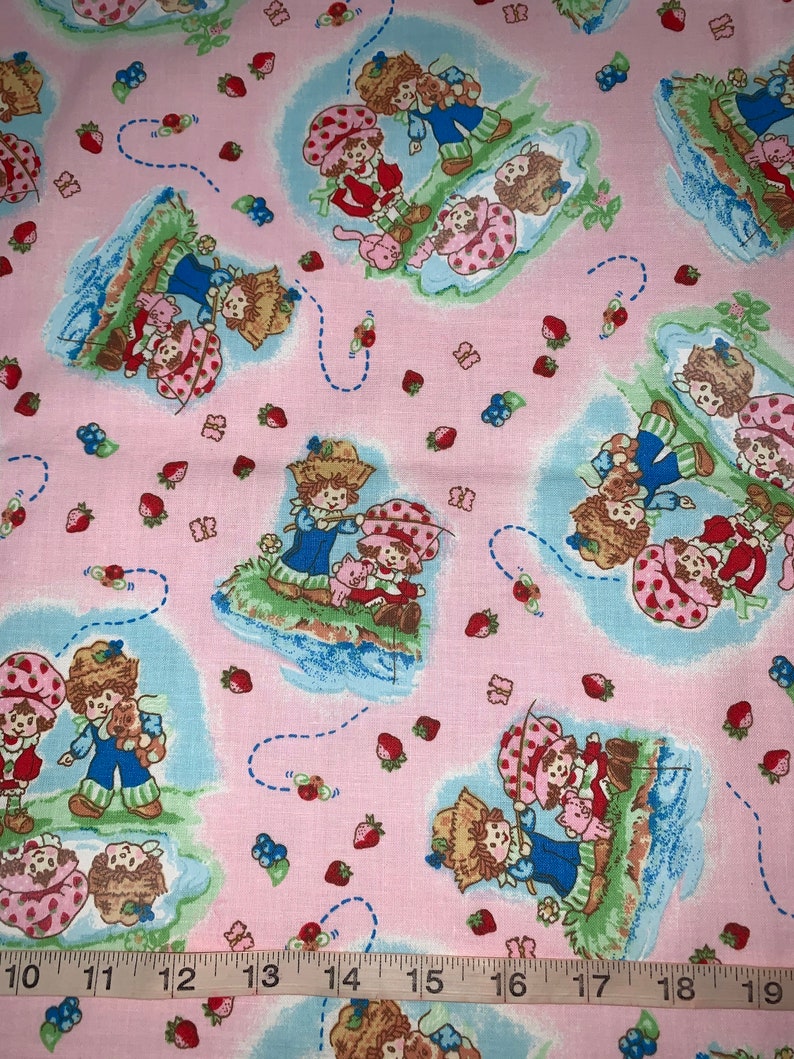 Vintage Strawberry Shortcake Pink Fabric Sold by FQ Etsy