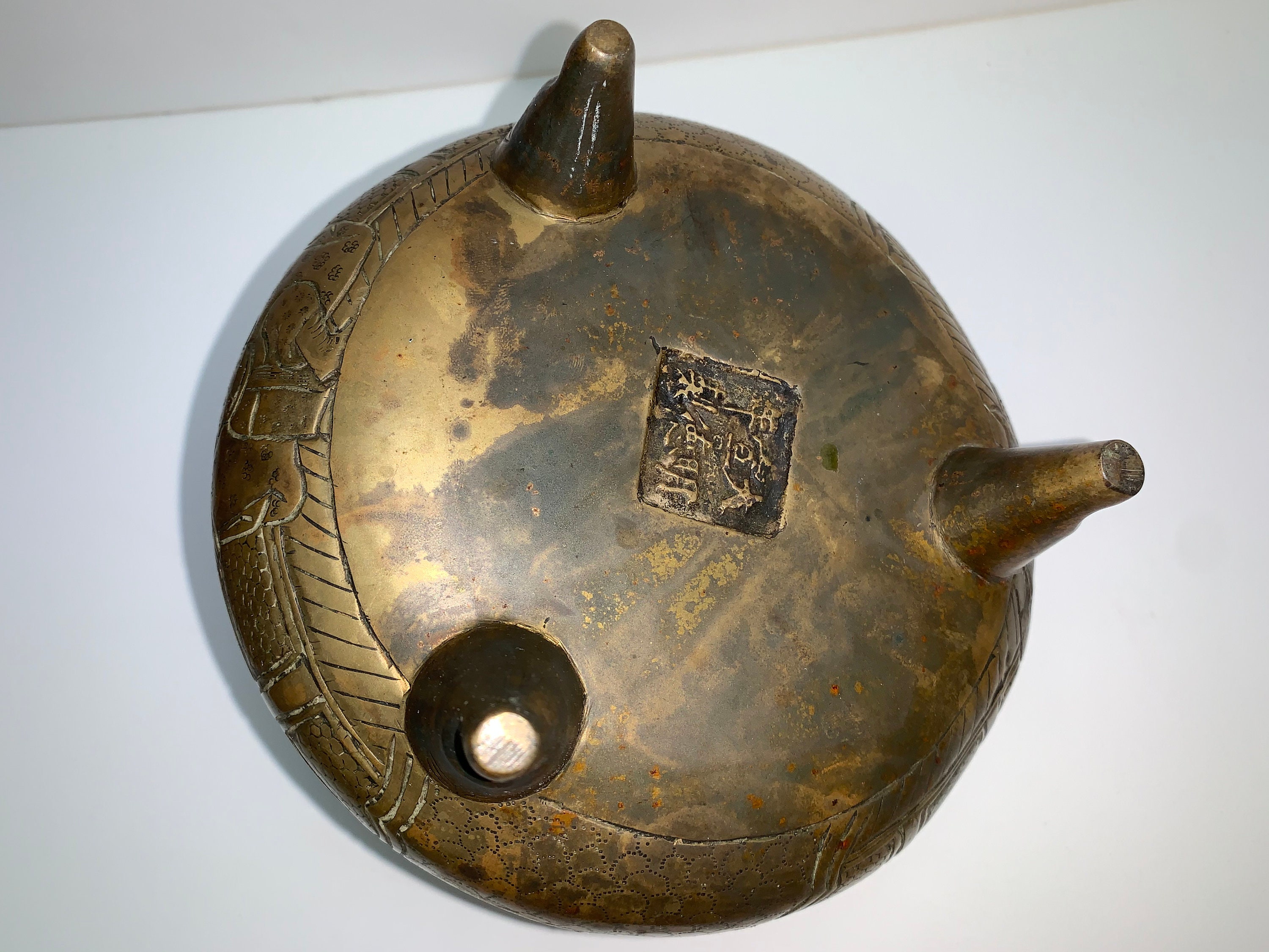 Antique Brass Incense Burner Marked Etsy