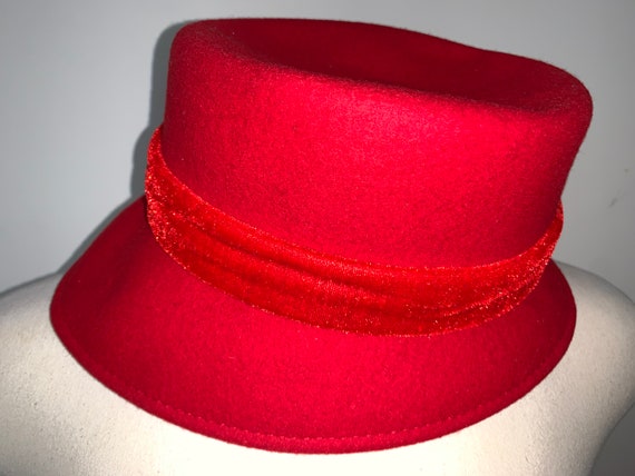 Vintage Red Wool Hat - image 3