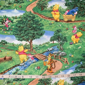 Disney Winnie the Pooh/Piglet/Tiger Playing In Park Cotton Fabric Sold By FQ 18&quot;x21&quot; More Available