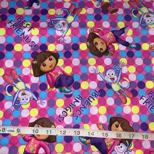 Rare Dora the Explorer Best Friends Colorful Dots Fabric Sold by 1/2 Yard More Available