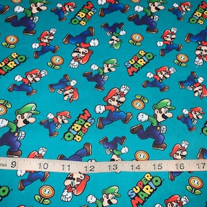 Vintage New Super Mario 100% Cotton Sold By FQ 18&quot;L By 21&quot;W More Available