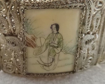 Estate Sale Vintage Very Old Handcrafted Silver Filigree Bracelet