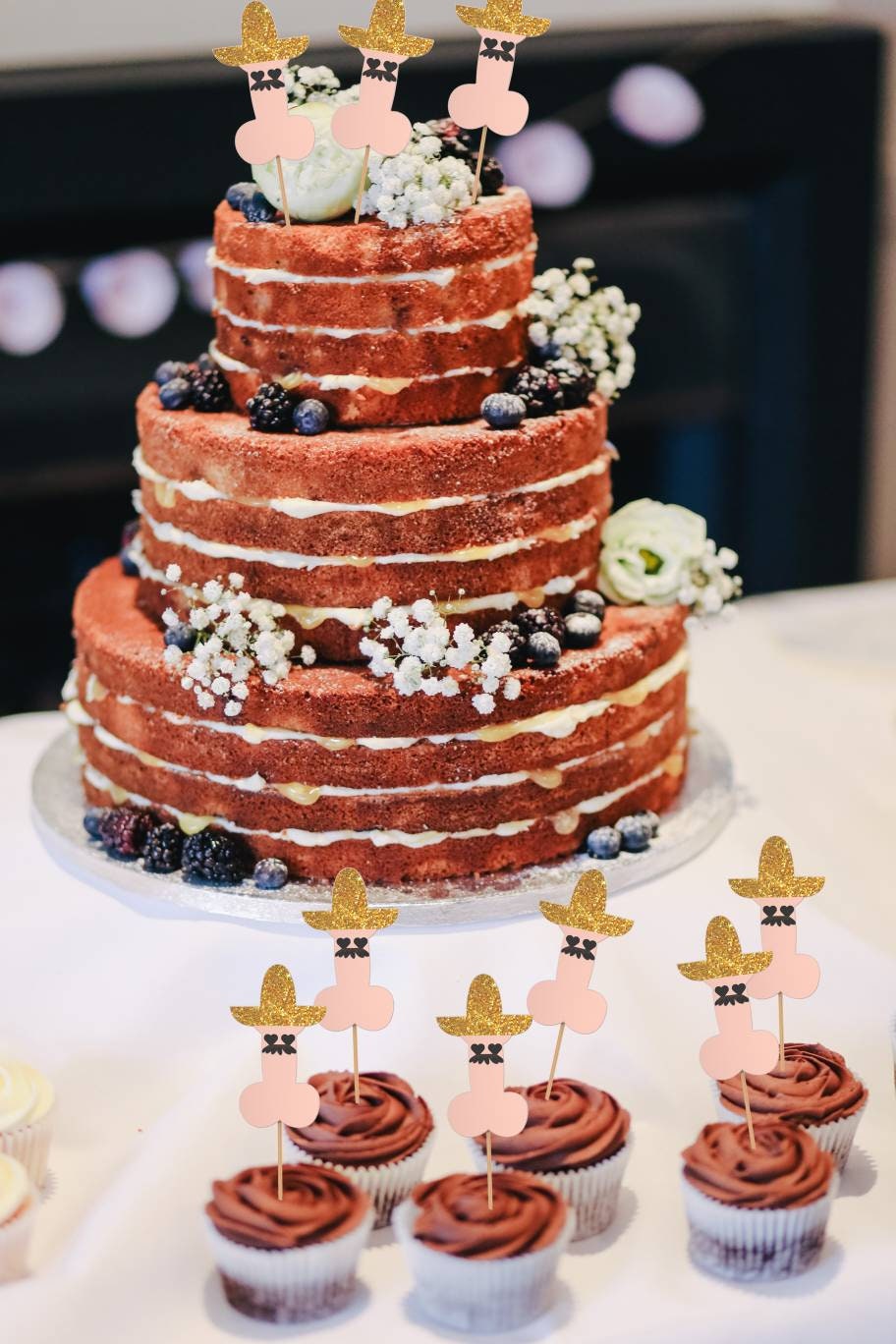 Penis Bachelorette Party Decorations 36 cupcake toppers