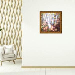 bouleau avec feuilles jaune Impression d'art, peinture de forêt d'automne, image 7