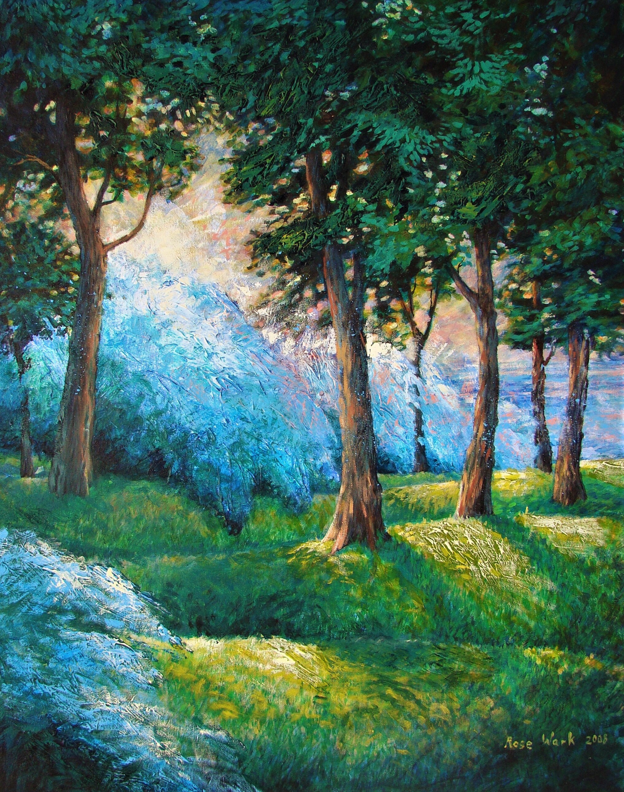 ocean sunset seascape waterspouts with whirlpool acrylic painting