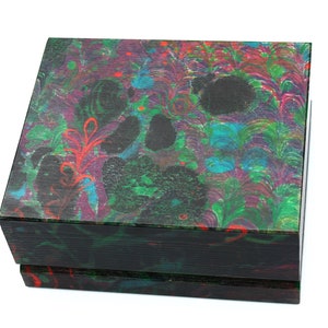 Wooden tea box, marbled box, memory box, hand painted very unique gift box image 2