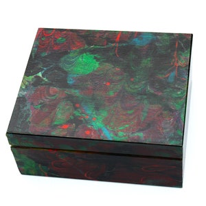 Wooden tea box, marbled box, memory box, hand painted very unique gift box image 1