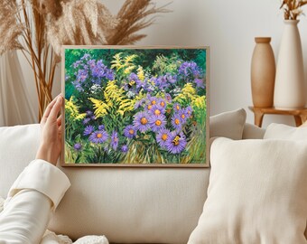Digital Download Art Print, Flowers and Bees in a Meadow Digital Download Art Print, Flowers and Bees in a Meadow