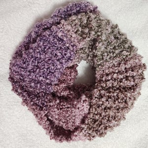 Purple Stripes Hooded Cowl-Infinity Thick Hooded Scarf-Handmade Gift