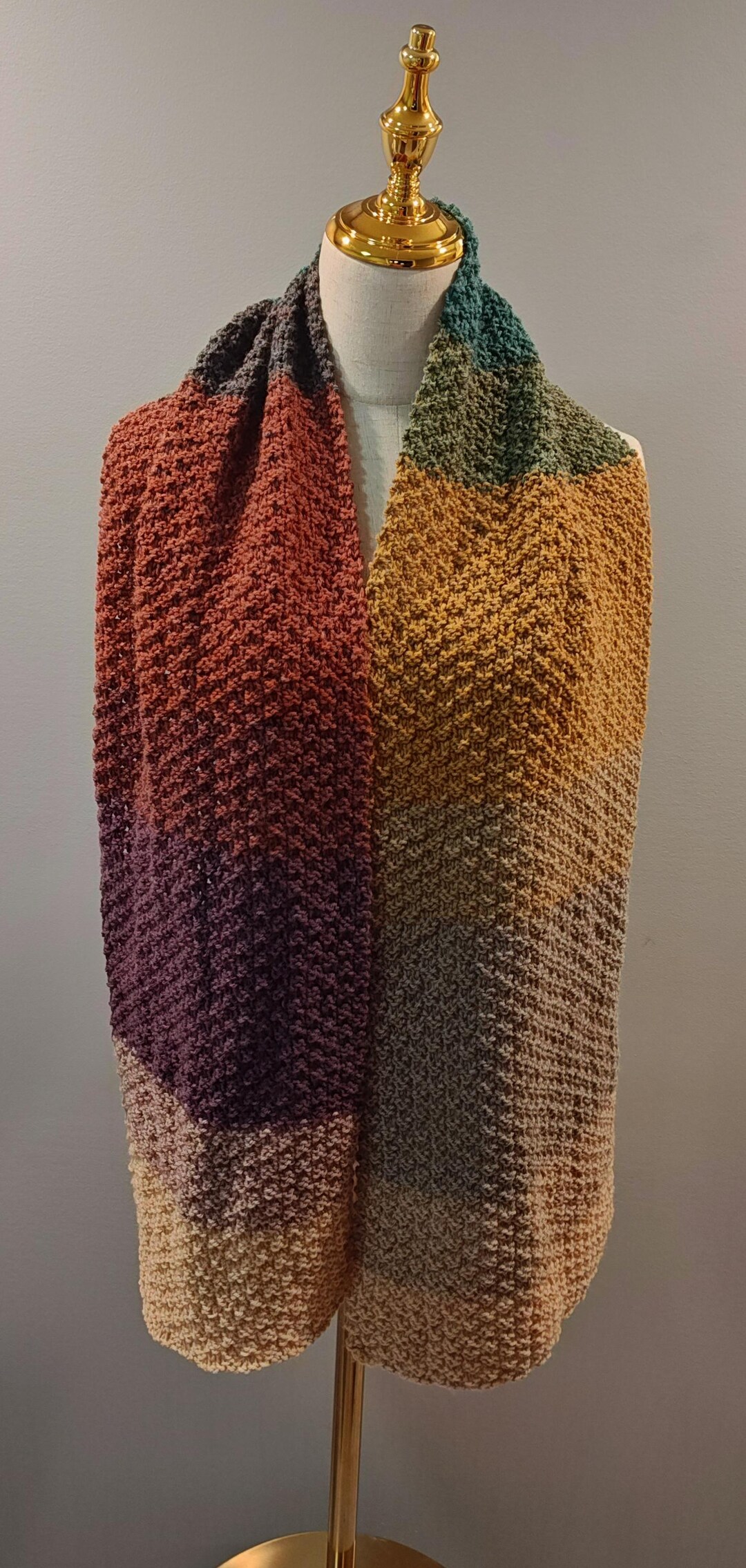 Handmade Knit Multi Fall Color Winter Scarf - Etsy