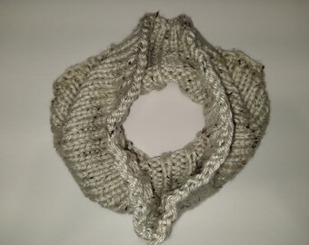 Oatmeal Off White Cowl-Infinity Scarf-Handmade Gift