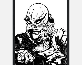 ORIGINAL- The Creature Pen and Ink Illustration