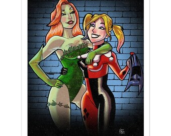 PRINT- Harley Quinn and Poison Ivy 11x14 Print