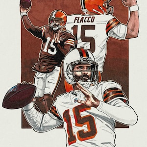 Joe Flacco Cleveland Browns Illustration – Football Art Print