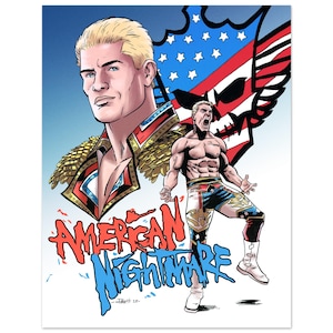 Cody Rhodes &quot;American Nightmare&quot; 11x14 Art Print – Wrestling Illustration